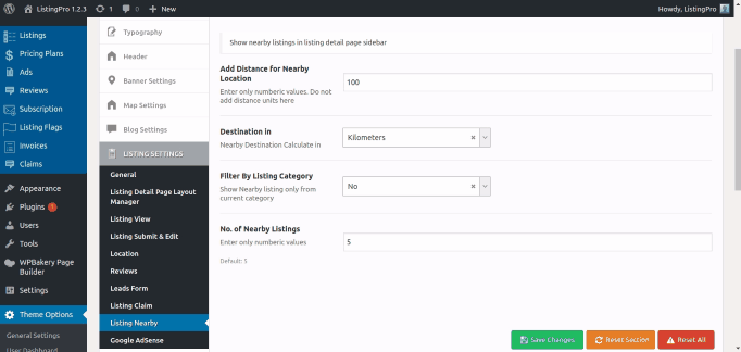 Configurations to apply the Near me on ListingPro